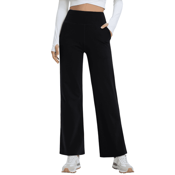 Yappo Women's Wide Leg Yoga Pants, High Waisted Buttery Soft 4-Way Stretch Work Pants with 2 Deep Pockets