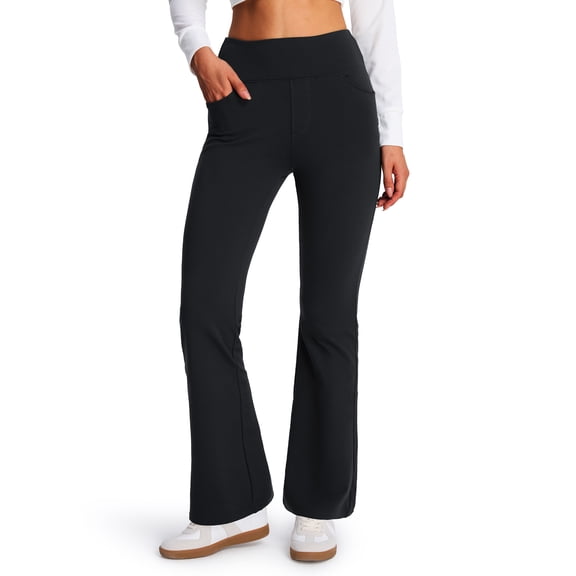 Yappo Women's Fleece Lined Bootcut Yoga Pants, High Waisted 4-Way Stretch Work Pants with 4 Pockets, 29" Inseam