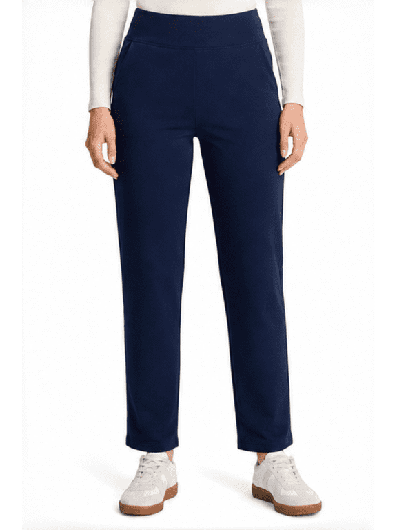 Women's Fleece Lined Winter Pants, High Waisted Stretch Pull-On Slim Straight Leg Pants with 4 Pockets