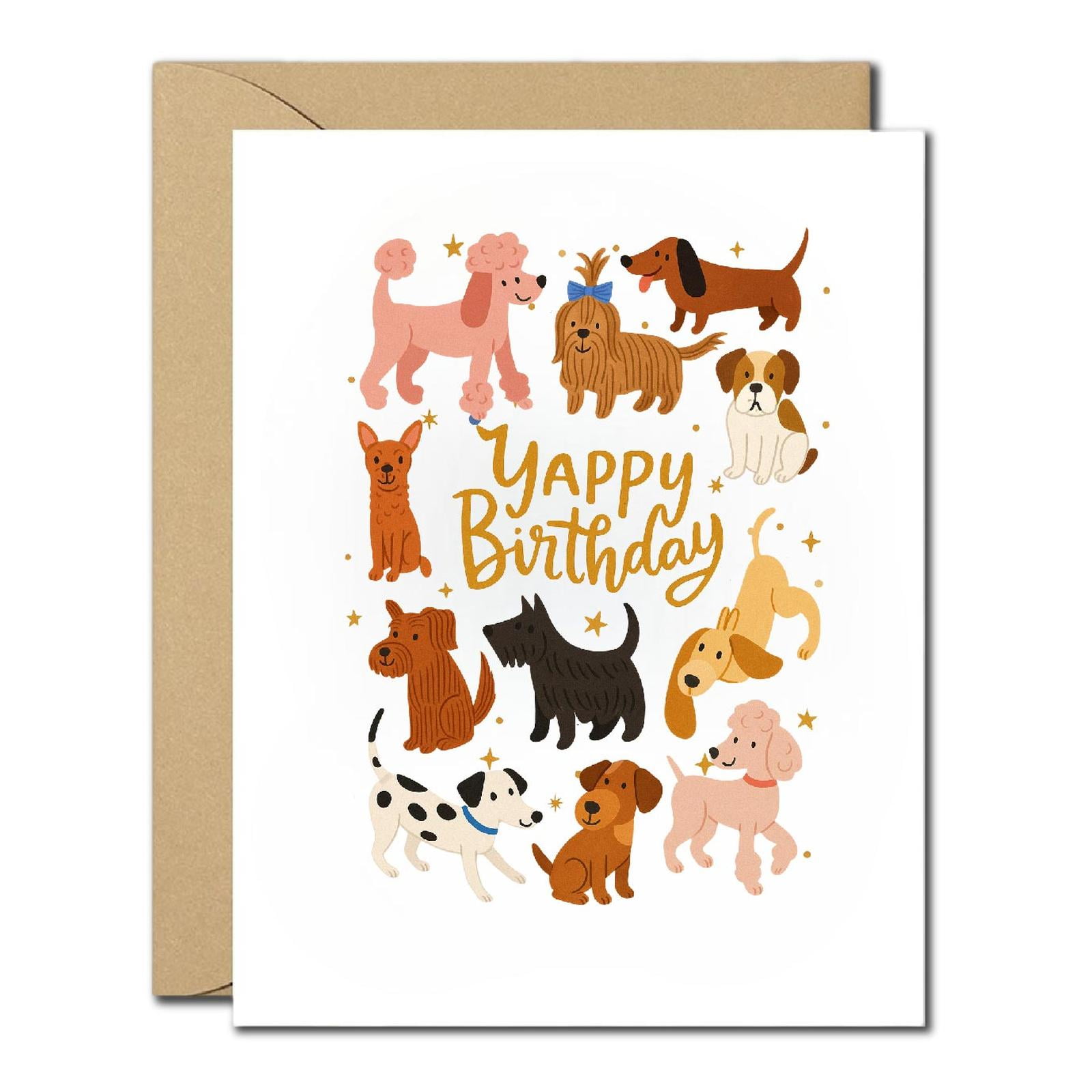 Yappy Birthday Card - Funny Dog Lover Birthday Greeting Card, Cute ...
