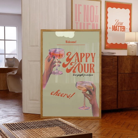 Yappy Hour Retro Bar Art Happy Hour Unframed Paper Print