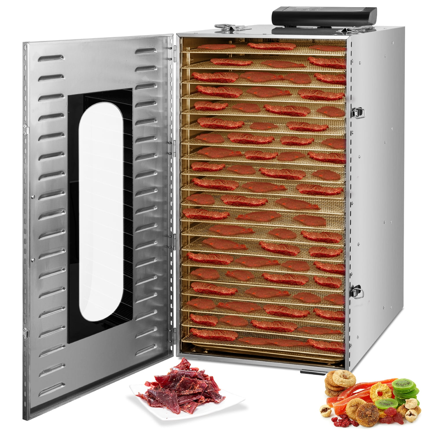 Food Dehydrator with 12 Stainless Steel Trays, Double Fans, Precise  Temperature Control, and Fast Drying Speed with Adjustable Timer and  Temperature
