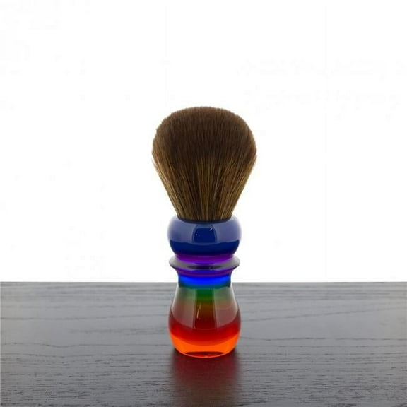 Yaqi Brown Synthetic Shaving Brush, Rainbow Handle