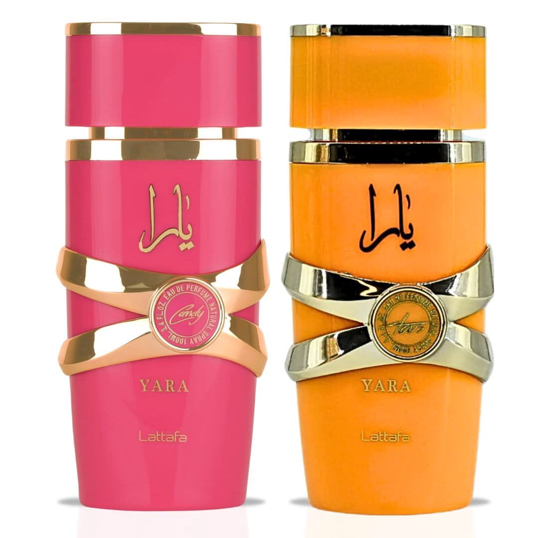 Yara Candy & Yara Tous Eau de Parfum Sprays 100ml (3.4 oz) by Lattafa (Bundle)