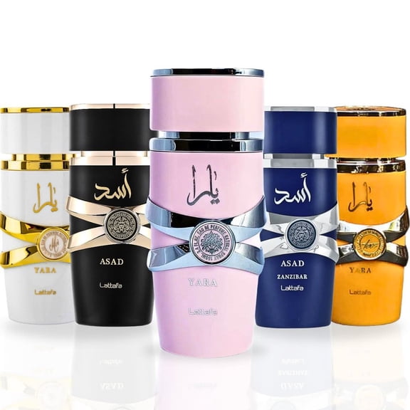 Yara, Yara Moi, Yara Tous, Asad & Asad Zanzibar Eau De Parfum Sprays 100ml (3.4 oz) by Lattafa