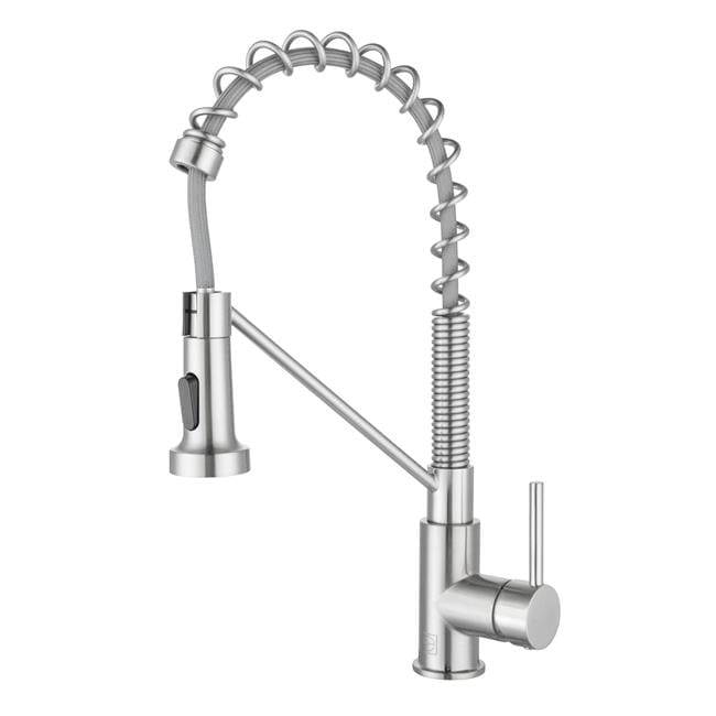 Brushed Nickel Spring Neck Pull Down Kitchen Faucet