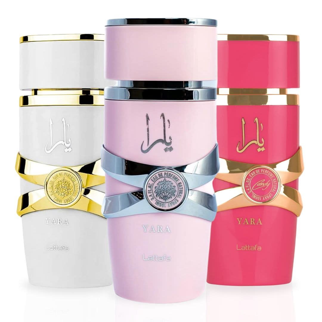 Yara, Yara Candy & Yara Moi Eau de Parfum Sprays 100ml (3.4 oz) by Lattafa (Bundle)