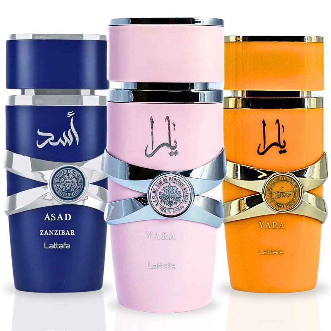 Yara, Yara Tous & Asad Zanzibar EDP Sprays 100ML (3.4 OZ) By Lattafa | Immerse Yourself In Scents That Redefine Elegance. (BUNDLE)