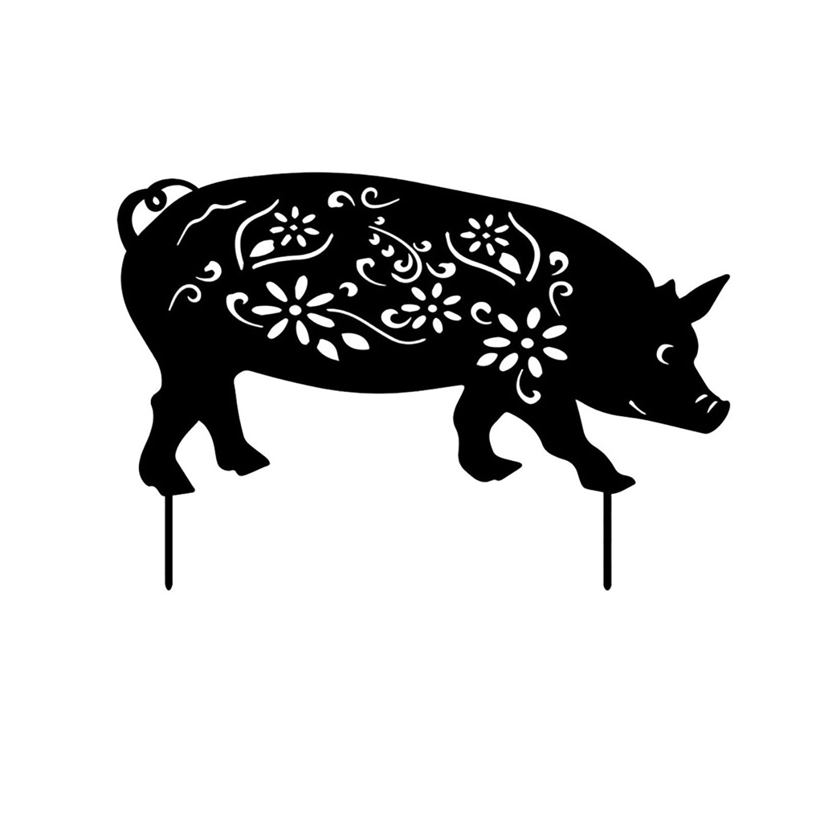 Yard Art Black Pig Garden Inserts Acrylic Animal Hollow Inserts