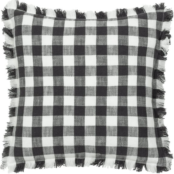 Yard Barton Fringed Checked Throw Pillow Cover