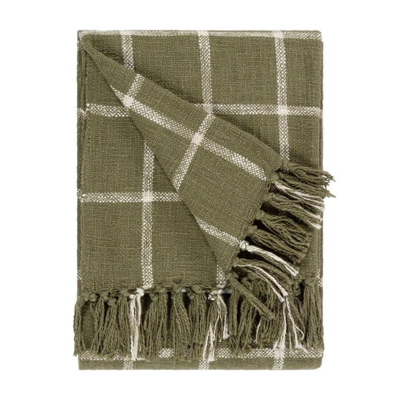 Yard Beni Checked Fringed Throw