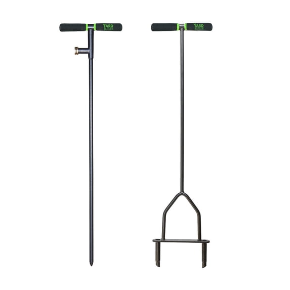 Yard Butler Beat The Drought Garden Bundle - Deep Root Irrigator and Manual Lawn Coring Aerator - Drip Watering Feeder Tool Irrigation System - Grass Aerators, Plug Core Aeration Tool (Pack of 2)