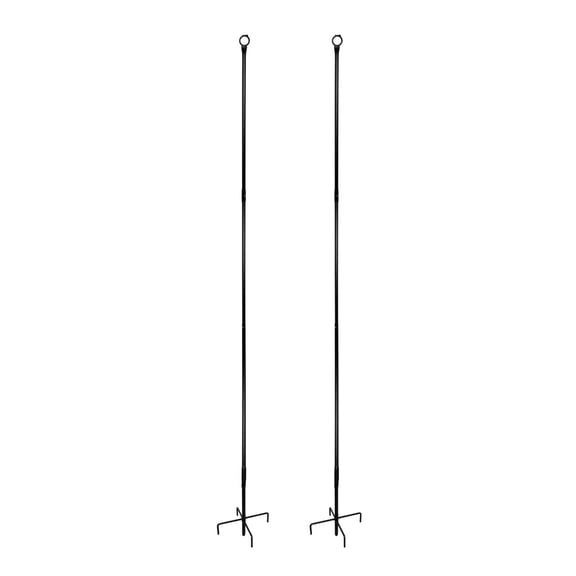 Yard Butler String Light Poles  2 Pack, 10ft Heavy-Duty Outdoor Poles with 13 Wide Base & Coil-Top Hook, Quick-Snap Assembly, Weather-Resistant Steel for Patio, Deck & Yard Lighting