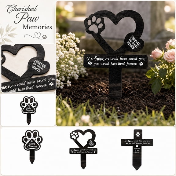 Yard Decor, Pet Loss Sympathy Gift, Dog Remembrance Gift, Cemetery Decorations for Grave, 9X6 Inch Durable Heart Shaped Dog Paw Pet Garden Stake, Waterproof Memorial Plaque for