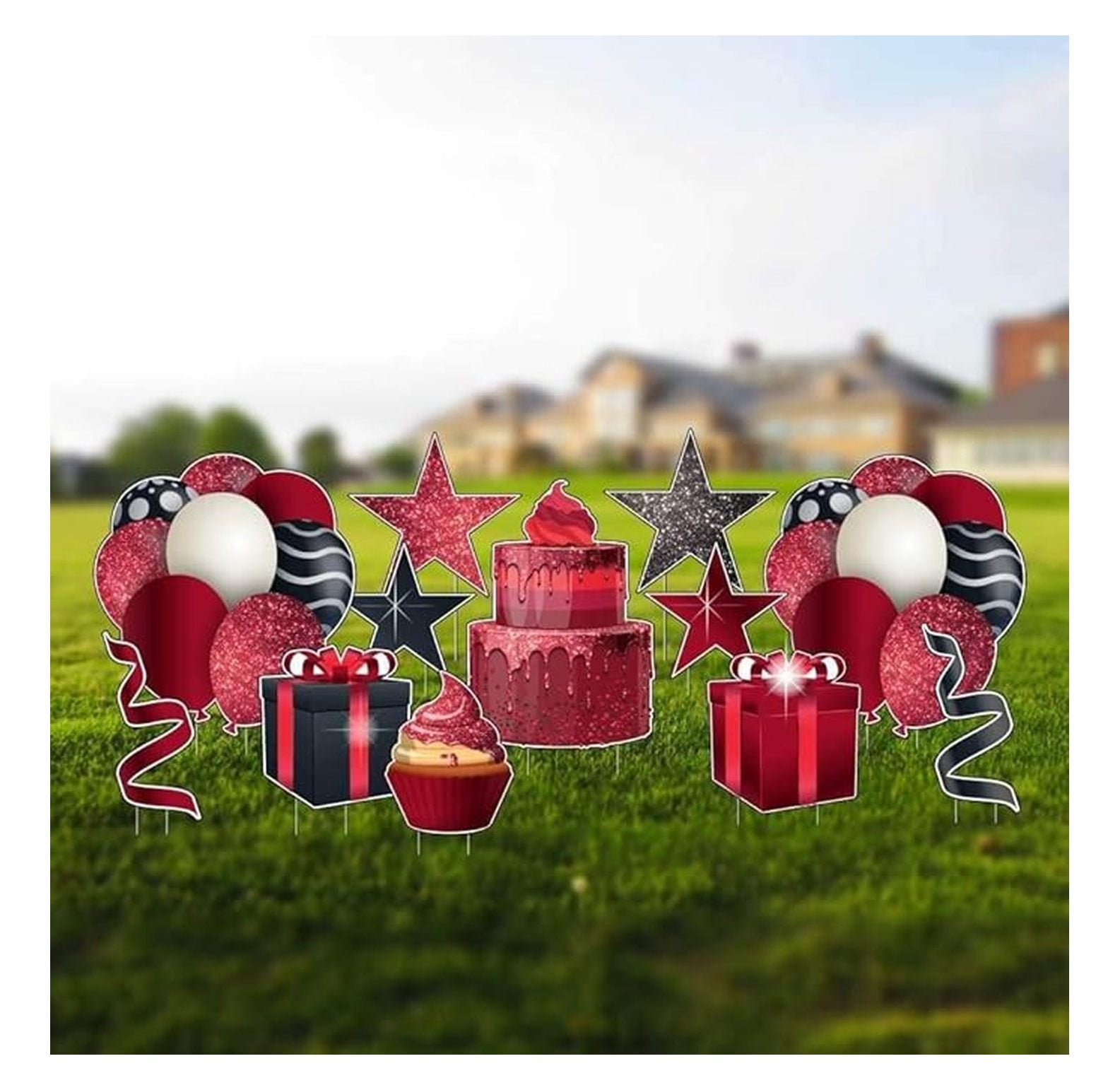 Yard Decorations Birthday Flair - 12pc Glitter Dripping Outdoor Yard ...
