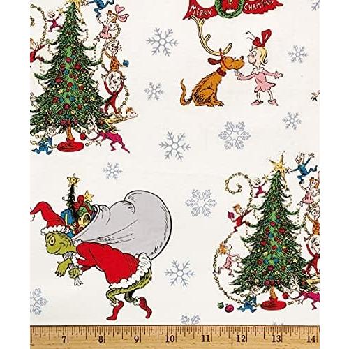 Yard Dr. Seuss's Grinch & Whoville Cotton Fabric (Great For Quilting