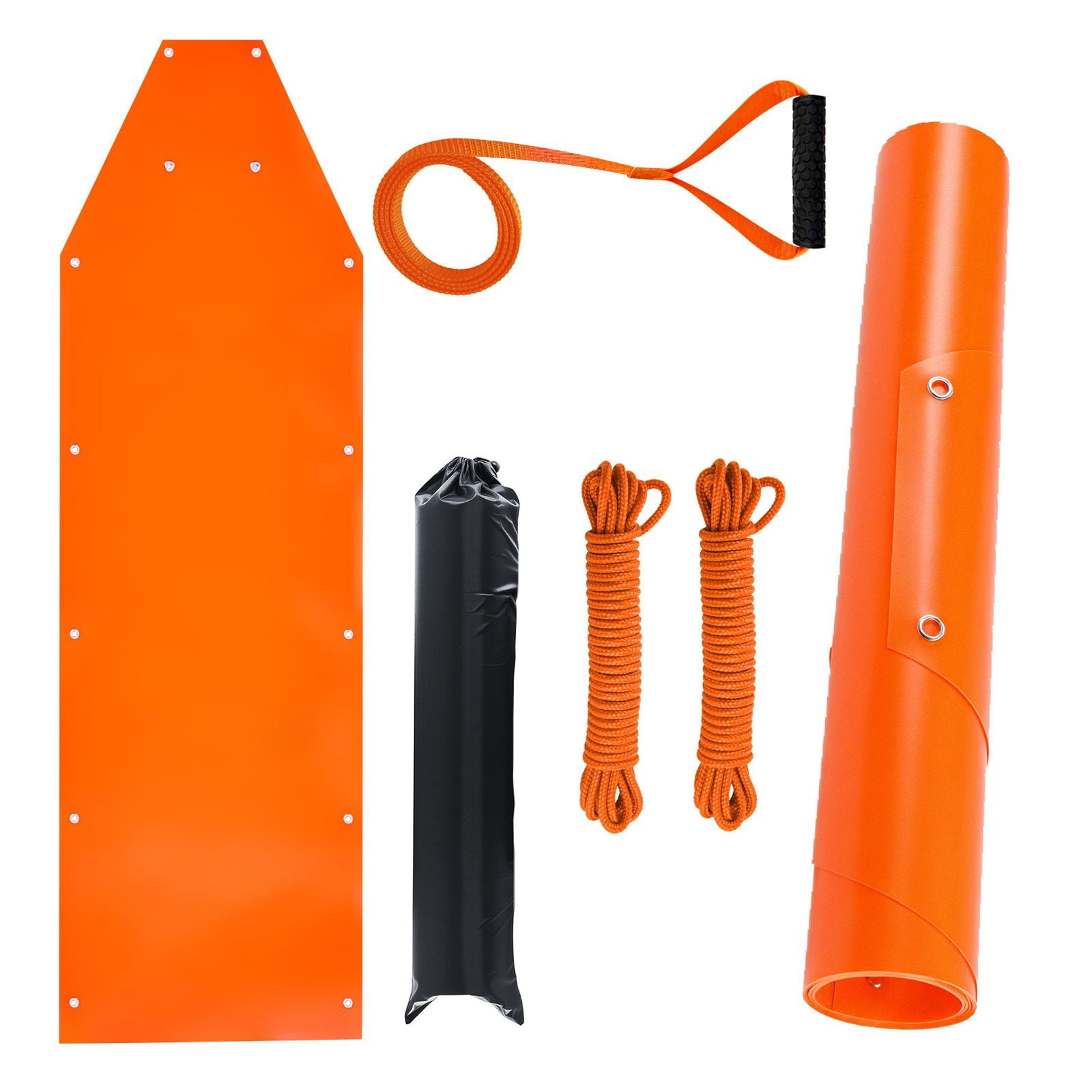 Yard Drag Sled 550 lbs Capacity Heavy-Duty PE 0.05 Inch Thickness 141 Inch Ropes Smooth Surface for Hunting Firewood Camping Gear Hauling
