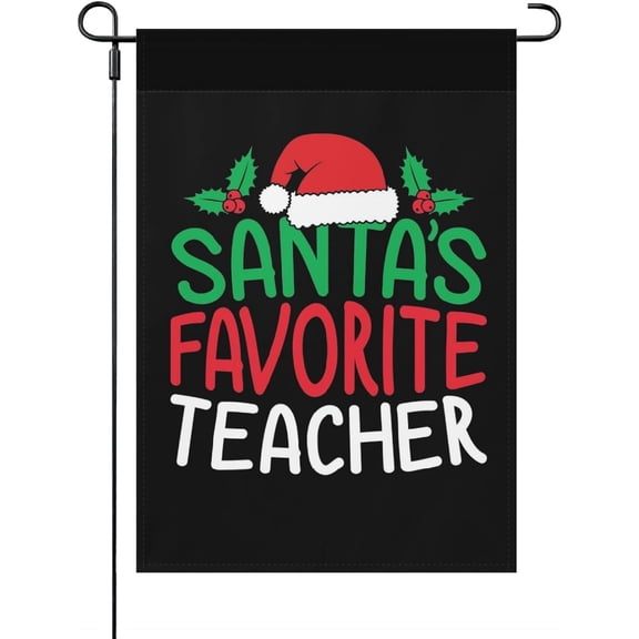 Yard Flags Santa's Favorite Teacher Yard Flag Double Sided, Inspirational Funny Garden Flag Double Sided For House Yard Flags Double Sided Yard Decor Santa's Favorite Teacher Small Garden Flag