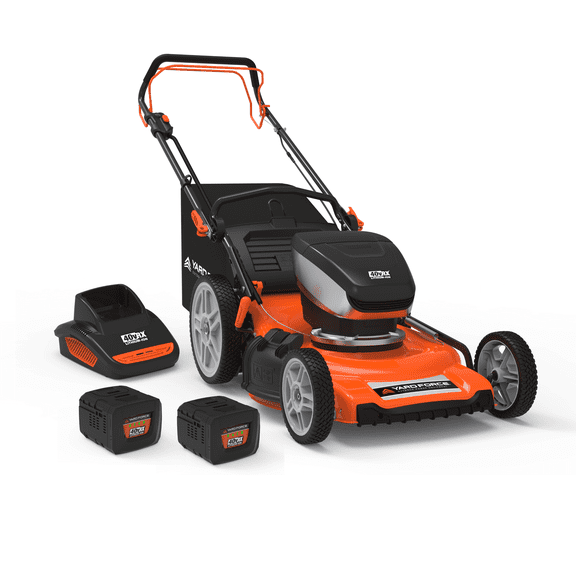 Yard Force 21" Cordless Lawn Mower, 40-Volt, 2 x 5.0 Ah Batteries,Rear Wheel Drive Self-Propelled