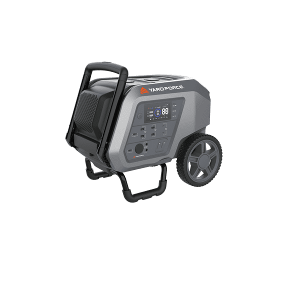 Yard Force PB-2400 Portable Power Station, 2400W Continuous, 4800W Peak, Bluetooth, WIFI, Solar Charging, 2-Year Warranty, Wireless Charging, LED Light, RV Plug, and Advanced Safety Features
