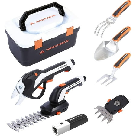 Yard Force 4v Multi-Tool Gardening Kit with Pruning, Shearing, Trimming Tools, Toolbox and Lithium-Ion USB Battery