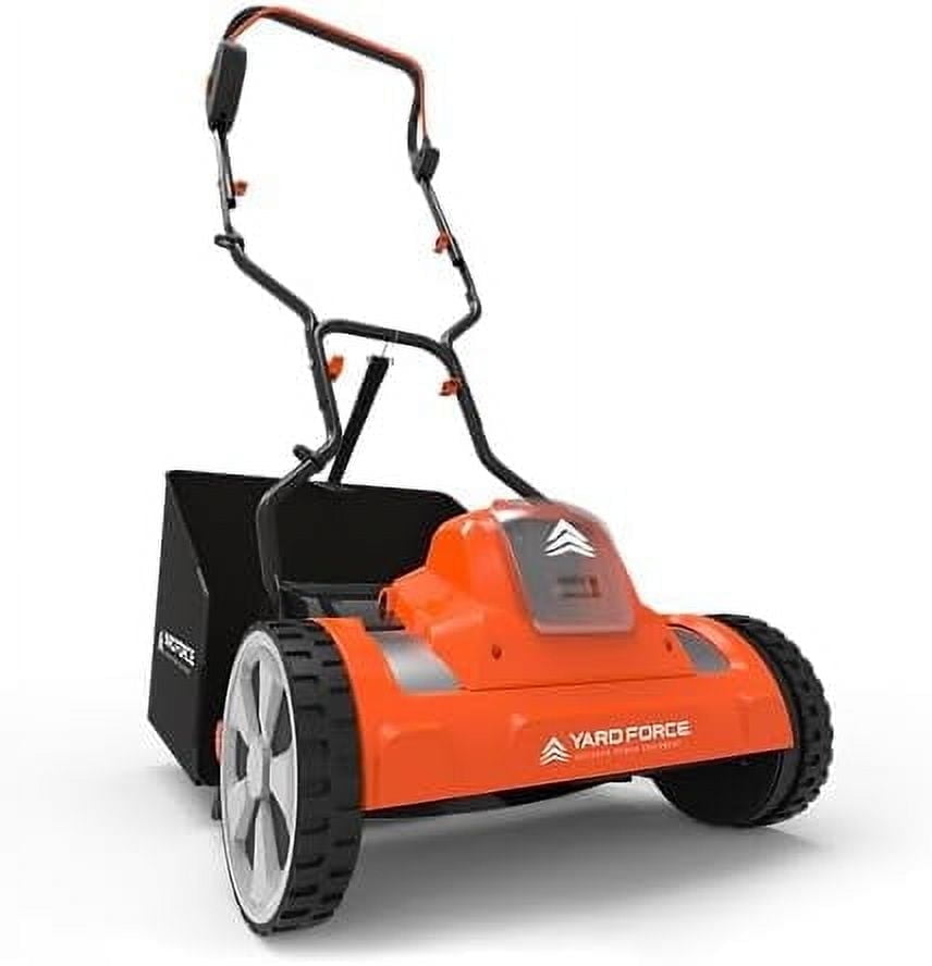 Yard Force YF20vRX-RM1 Reel Mower Cordless Hybrid 15-inch 20V Lithium-Ion, 2 Battery, Compact Storage, 12 Gallon Bag, Clean Cut for Healthy Lawn, Bermuda and Centipede Grass