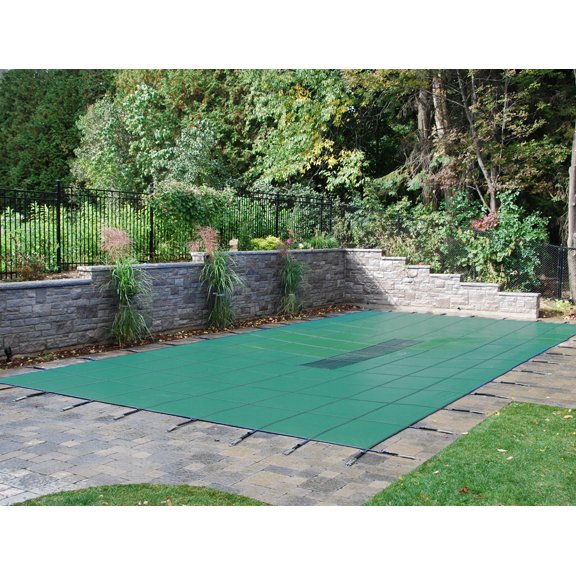 Yard Guard Aquamaster Green Rectangle Solid 12' x 24' Safety Cover With Drain 3' Overhang