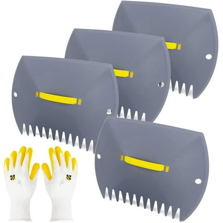 Yard Leaf Scoops Set with Adjustable Fit, Claws Protection, Gray (2 Pieces)