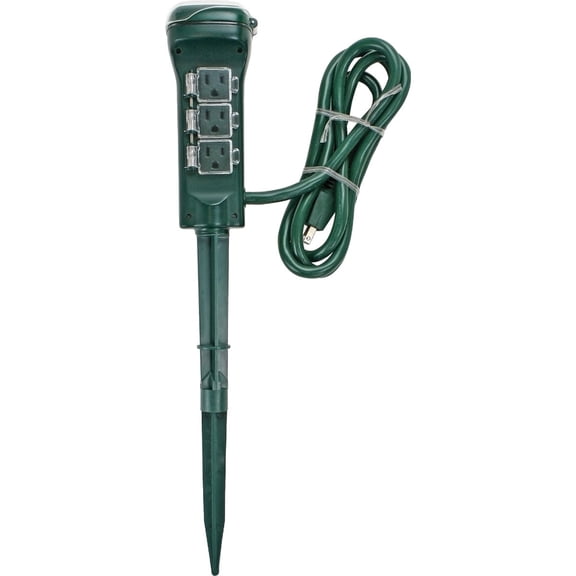 Woods Yard Master 13547WD 6-Outlet Power Stake Timer with Light Sensor & 6-Foot Cord, Green 2;;PACK Indoor & Outdoor Use, NEC-Compliant