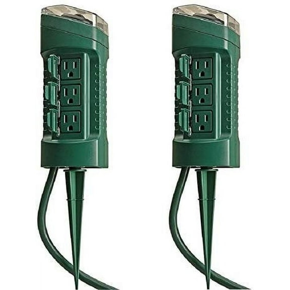 Yard Master 13547WD 6-Outlet Power Stake Timer with Light Sensor & 6-Foot Cord, Green 2;;PACK