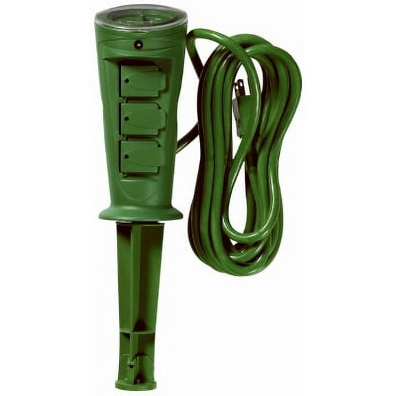Yard Master 17321 6' Green 3-Outlet Power Stake with Light Sensor and Built-In Timer