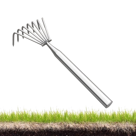Tanbaby 7 Teeth Garden Hand Rake, Heavy Duty Hand Rakes Garden Tools for Weeding Digging Leveling Loosening Soil Outdoor Yard Lawn Leaves Grass Flower Beds