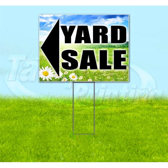Yard Sale Left (18" x 24") Yard Sign, Includes Metal Step Stake