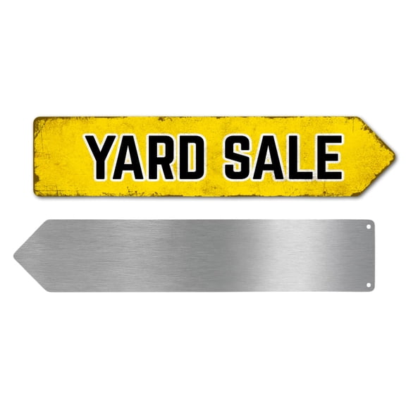 Yard Sele Metal Sign by DC | Arrow Metal Directional Signage for Indoor & Outdoor | 3x12" Rust-Free Aluminum Sign | Home & Garden Signage UV Protected Road RIGHT Arrow Sign | Made in USA