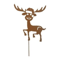 Yard Sign Garden Stake Reindeer Ornament Sturdy Metal Build for Decorative Lawn Outdoor Christmas Scene