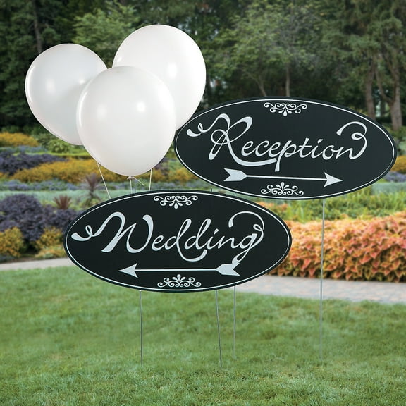 Fun Express 20.5" x 9.5" Wedding, Reception Yard Signs (2 Count)