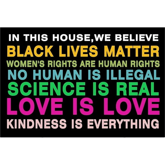 Yard Sign with Stakes In This House We Believe Sign Science Equality Human Rights UV and Weather Resistant Corrugated Plastic Sign for Patio Garden Outdoor Indoor Decor ,812 inch