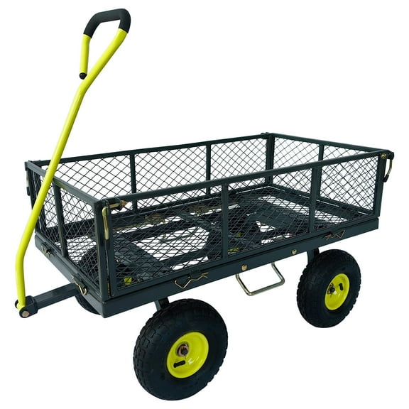 Yard Tuff 3 in 1 Dual-Side Dump Utility Wagon with Fold-Down Sides