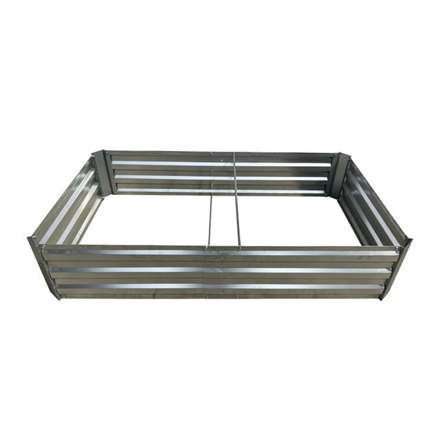 Gray Galvanized Steel 4 x 4 ft. Raised Garden Bed