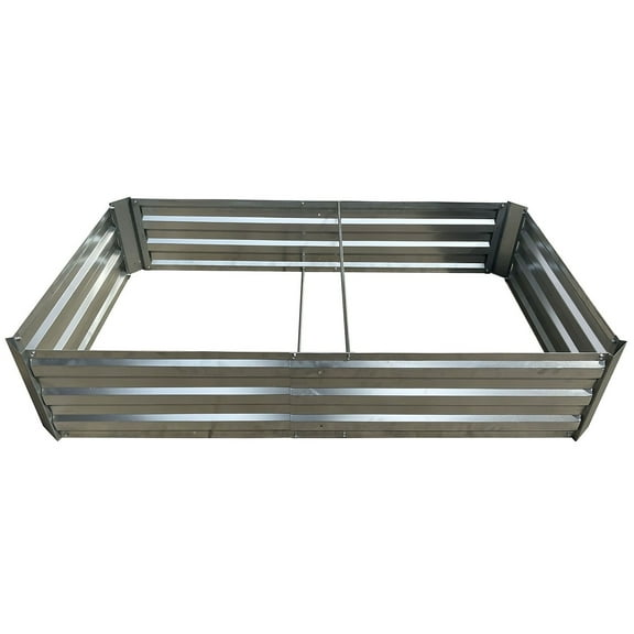 Yard Tuff Galvanized Steel Raised Garden Bed, Modern Outdoor Planter Box, Silver