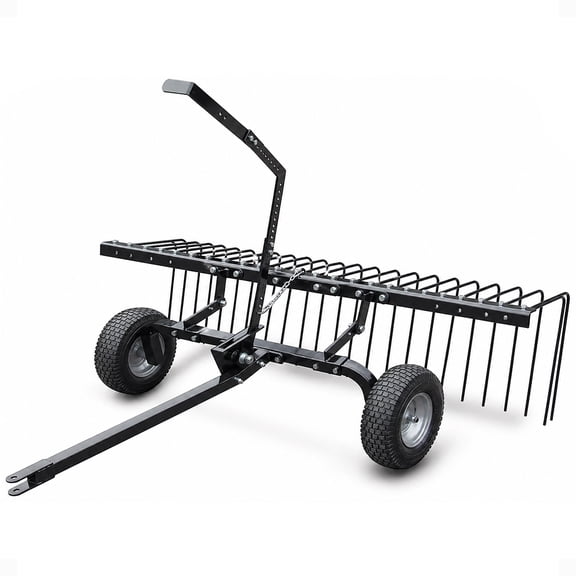 Yard Tuff 72" Pine Straw ATV Tow Behind Steel Landscape Rake w/Wheels & Handle
