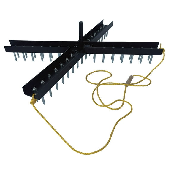 Yard Tuff Cross Drag Leveling Tool, 60 Steel Spikes for Fields and Arenas, Black