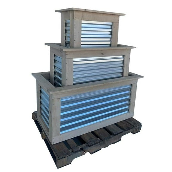 Yard Tuff YTF-243648AGB Amish Made Raised Garden Bed, Oak - 3 Piece