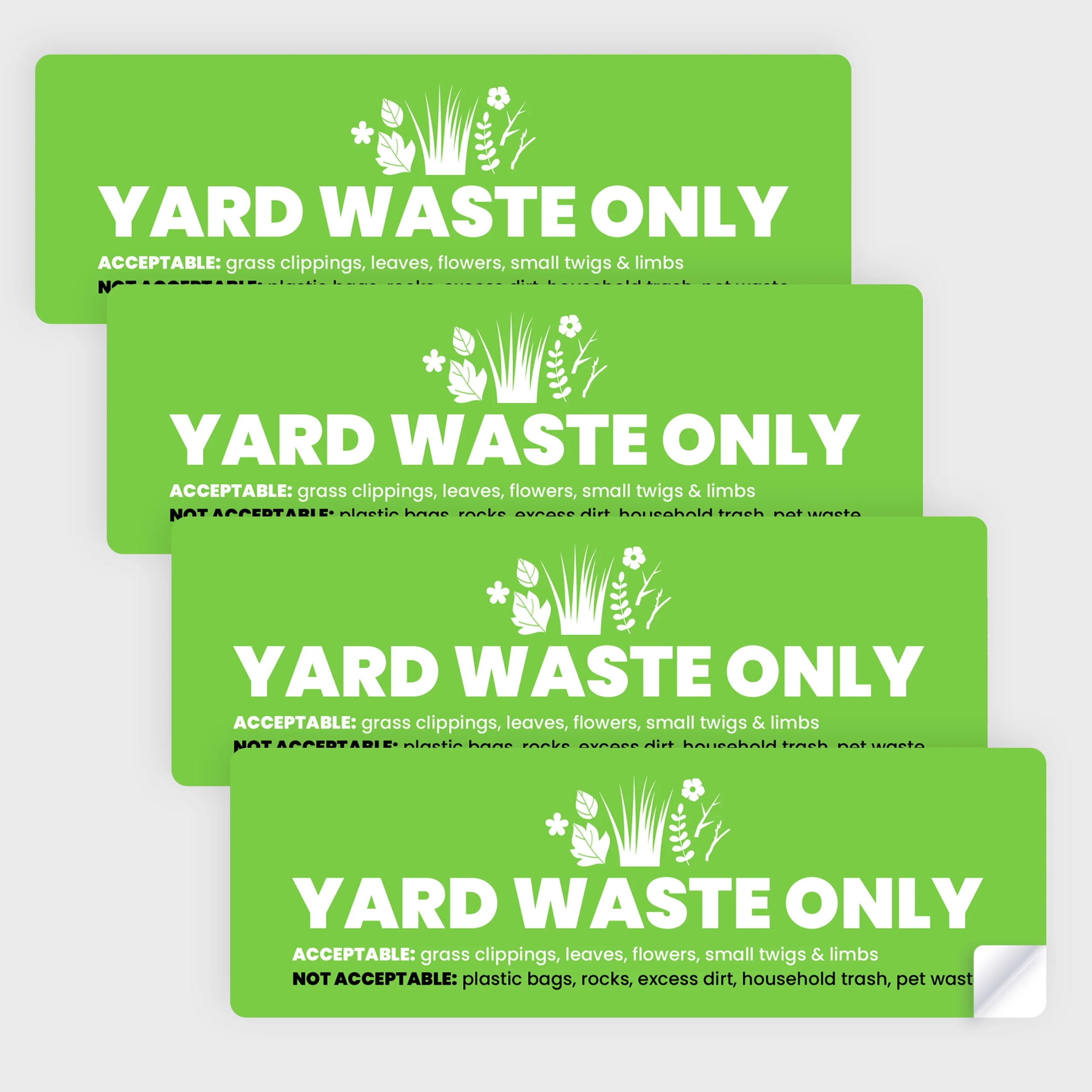 Yard Waste Stickers Trash Bin Labels with Helpful Do Don't Reminders