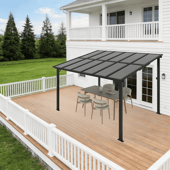 LazySunsets 10' x 12' Hardtop Gazebo Outdoor Aluminum Pergola For Modern Backyard, Deck, Garden