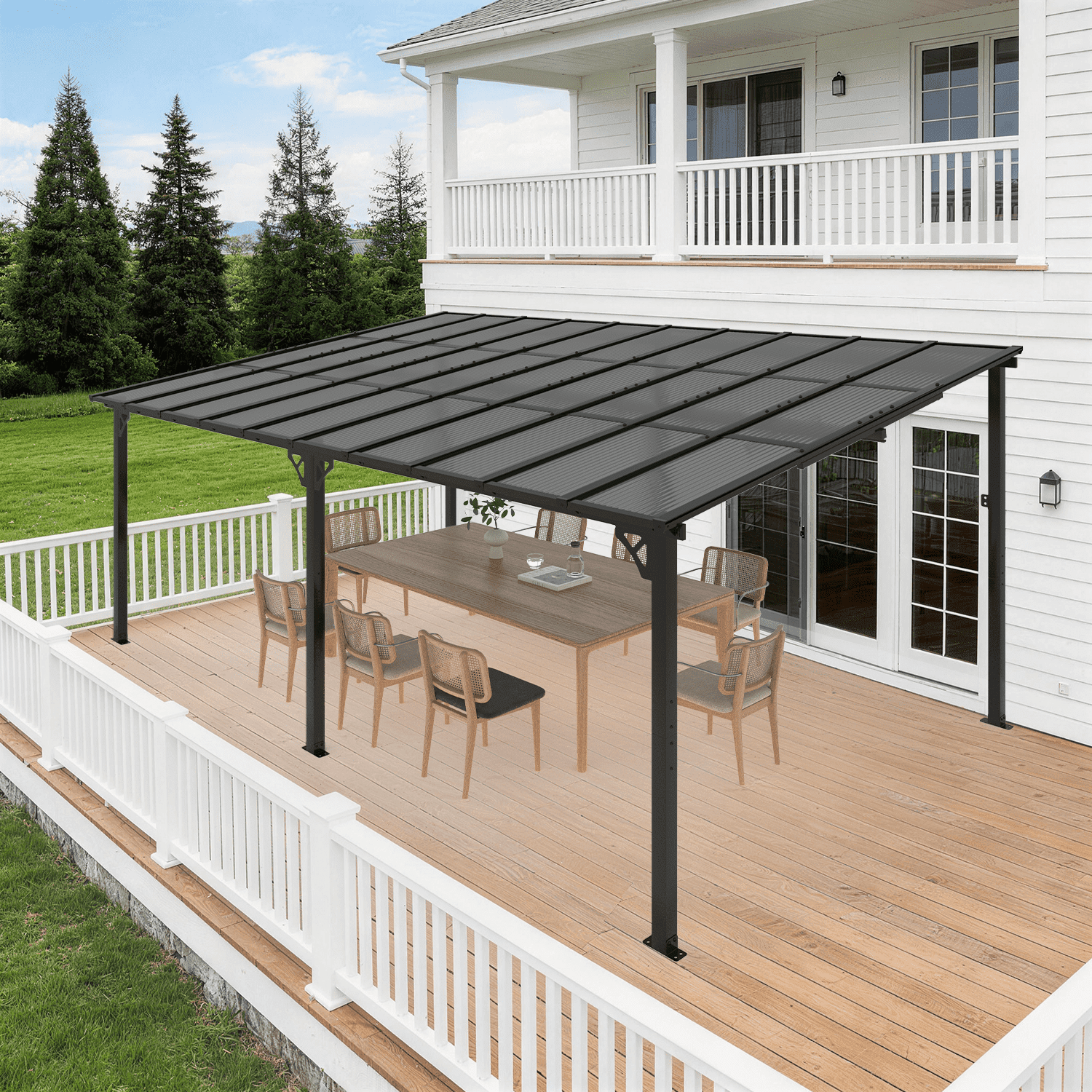 LazySunsets 10' x 20' Hardtop Gazebo Outdoor Aluminum Pergola For Modern Backyard, Deck, Garden