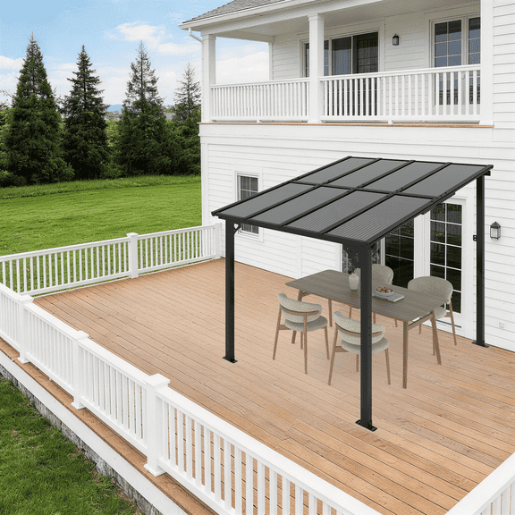 LazySunsets 8' x 10' Hardtop Gazebo Outdoor Aluminum Pergola For Modern Backyard, Deck, Garden