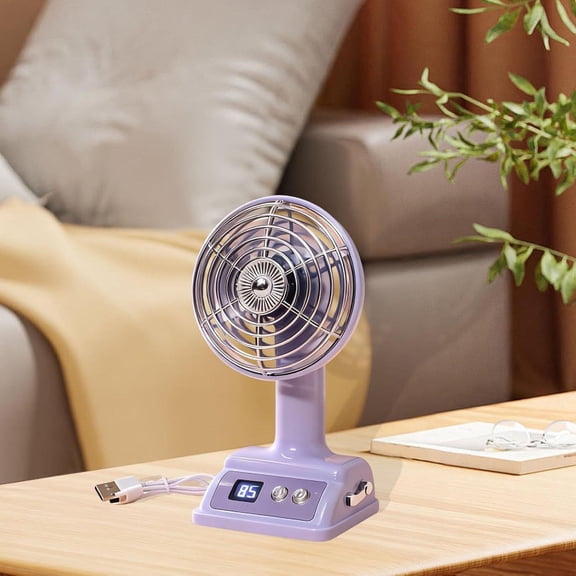 YardChic 1Pc Desk Fan, USB Quiet Desk Fan with Turbo Airflow, with Digital Display Portable USB Rechargeable Table Fan, Small Rechargeable Battery Desktop Fans for Bedroom Home Office Travel