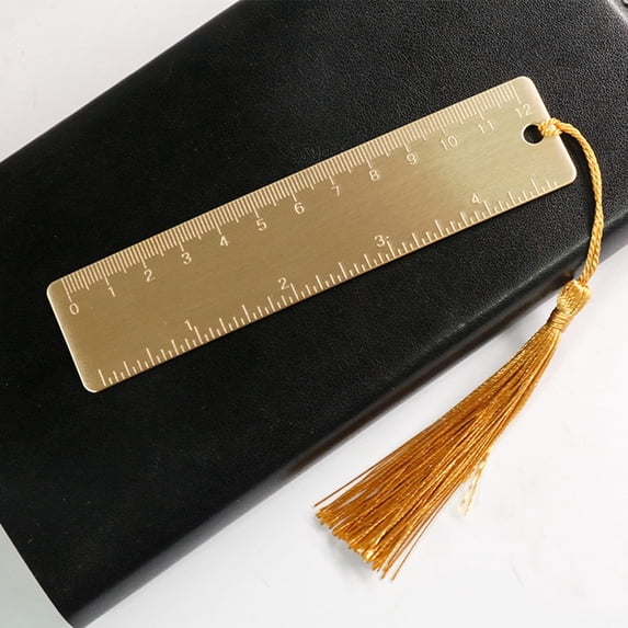 YardChic 1Pc Mini Ruler, Small Metal Ruler, Brass Ruler, Mini Ruler for Journaling, Brass Bookmark, Bookmark Ruler, Short Ruler, Pocket Precision Brass Ruler for Drafting, Classroom Essentials
