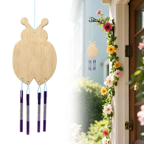 YardChic 1Pc Wooden Animals Wind Chime Kit, DIY Wood Arts and Crafts, Wooden Hanging Ornaments, DIY Wind Chime kit for Summer Activities Birthday Favor Classroom Home Art Party Decorations